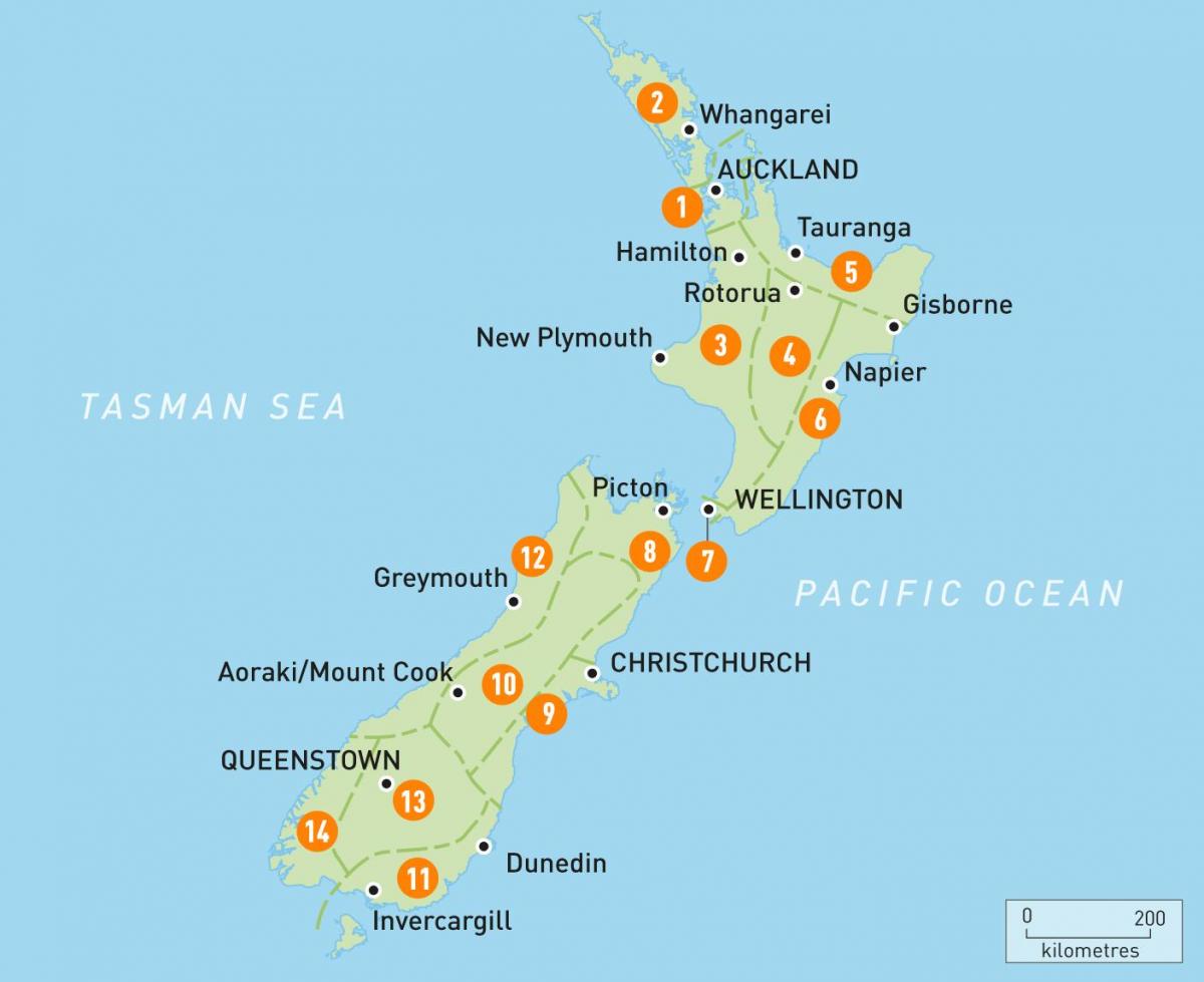 ऑकलैंड में न्यूजीलैंड नक्शा