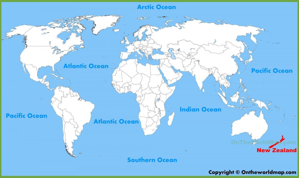 न्यूजीलैंड स्थान पर दुनिया के नक्शे