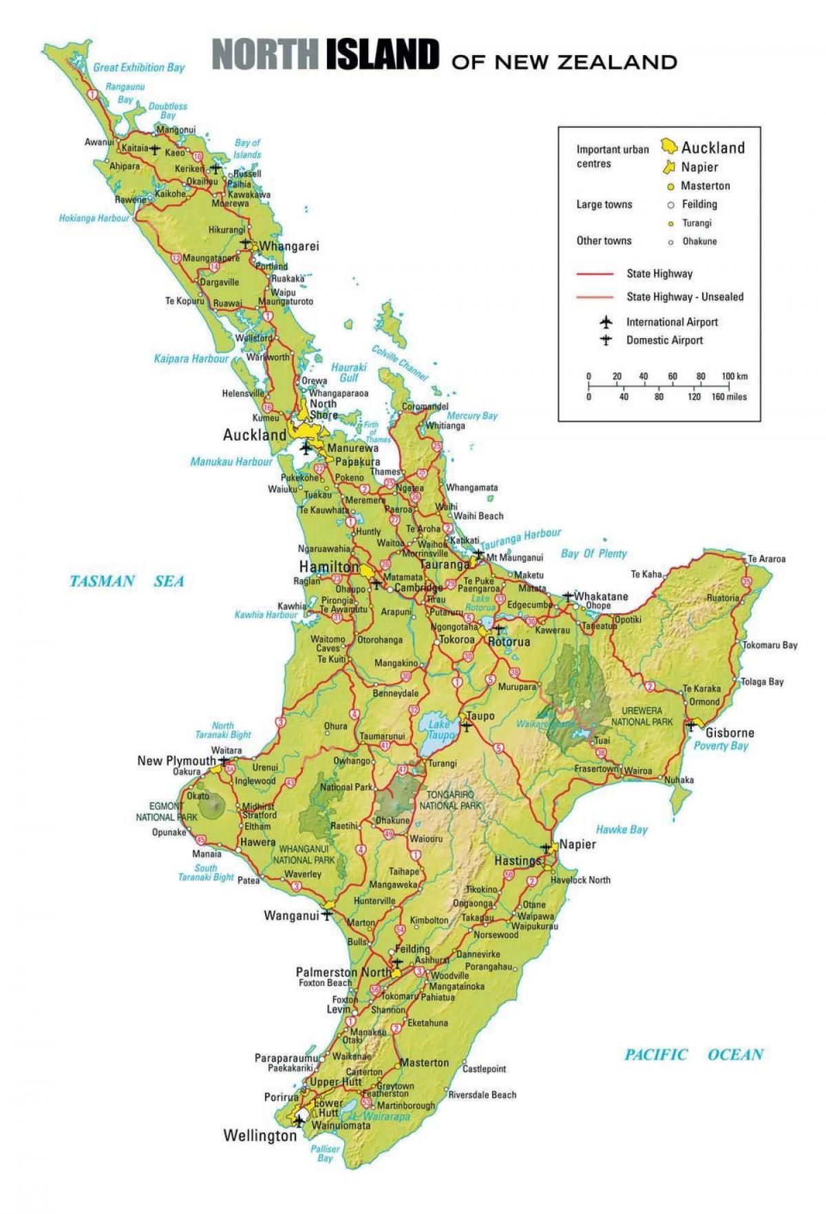 नक्शे के उत्तरी न्यूजीलैंड