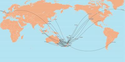 एयर न्यूजीलैंड मार्ग नक्शा अंतरराष्ट्रीय